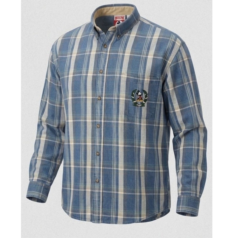 Vintage Disney Mickey Inc Plaid Button Up Shirt Mens XL‎ 90s Embroidered Crest